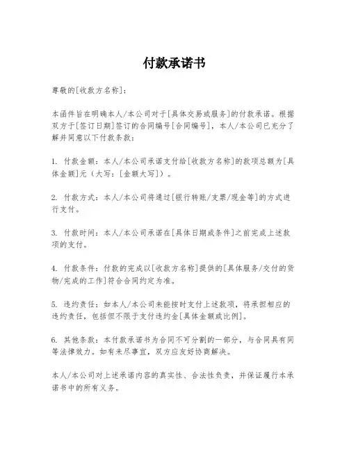 付款承诺书