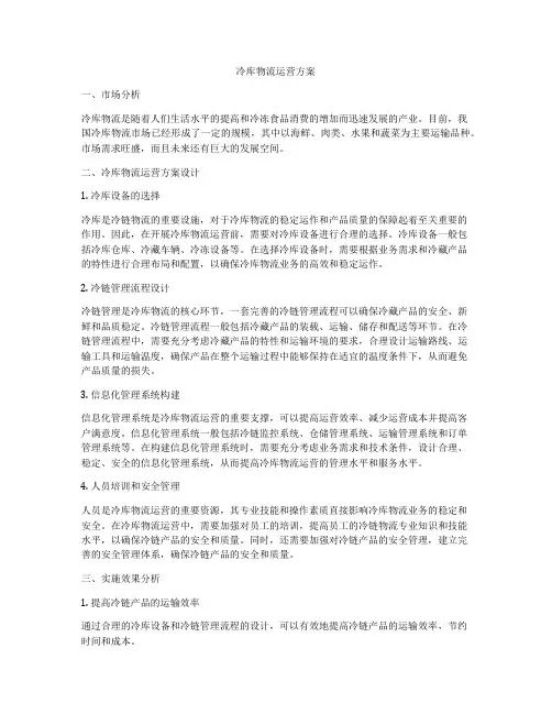 冷库物流运营方案