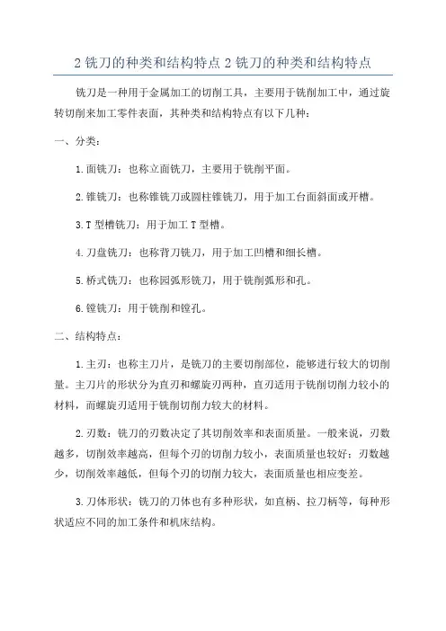 2铣刀的种类和结构特点2铣刀的种类和结构特点