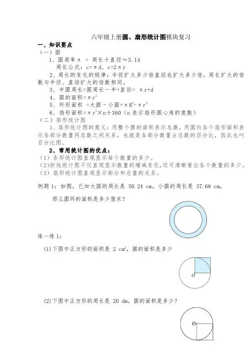 人教版小学数学六年级上册圆扇形统计图复习