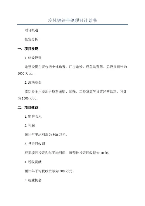 冷轧镀锌带钢项目计划书