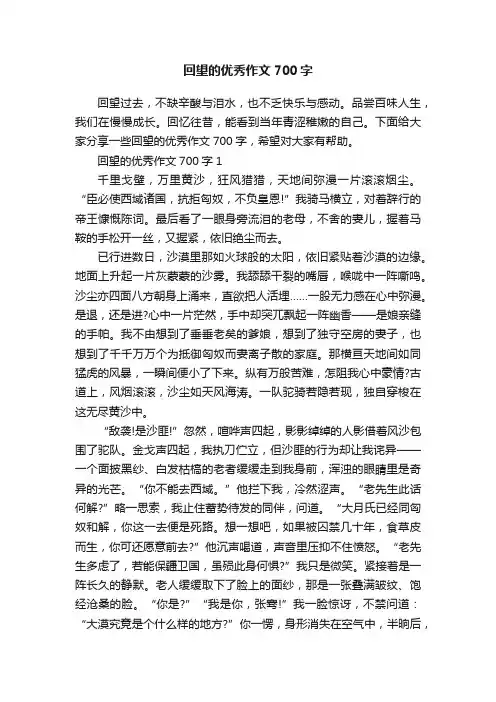 回望的优秀作文700字