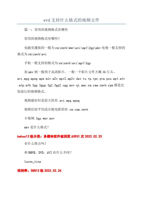 evd支持什么格式的视频文件