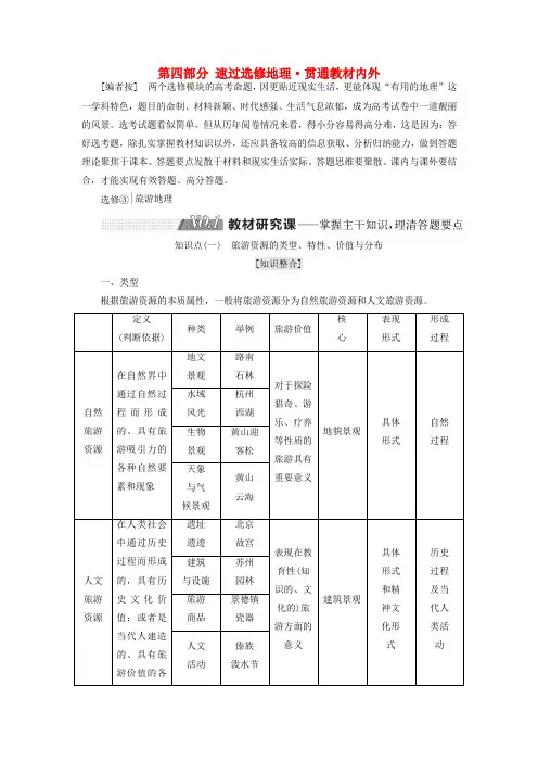 2019版高考地理一轮复习 第四部分 速过选修地理•贯通教材内外学案 中图版