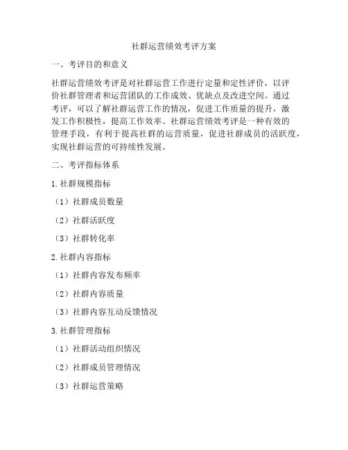社群运营绩效考评方案