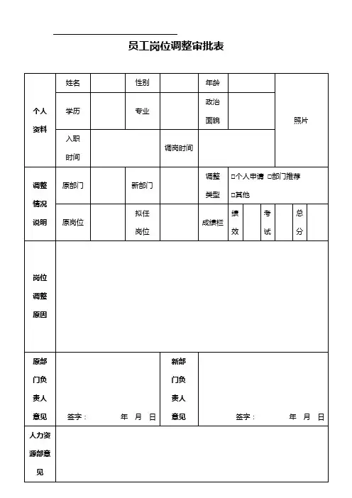 员工岗位调整审批表