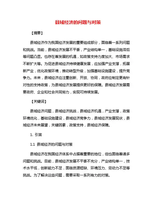 县域经济的问题与对策
