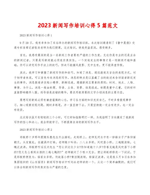 2023新闻写作培训心得5篇范文