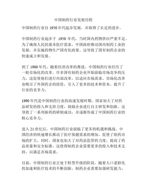 中国制药行业发展历程