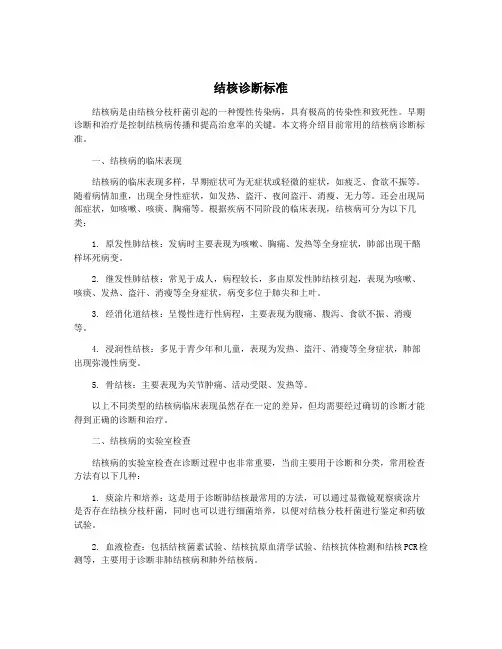 结核诊断标准