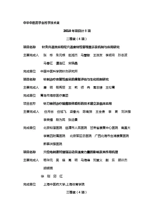 针灸获奖情况