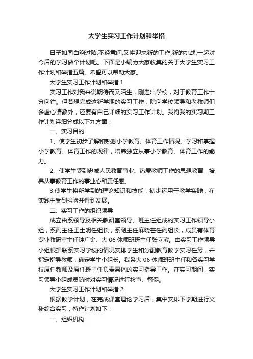 大学生实习工作计划和举措