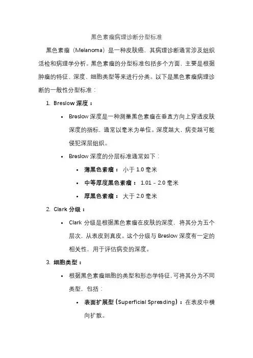黑色素瘤病理诊断分型标准