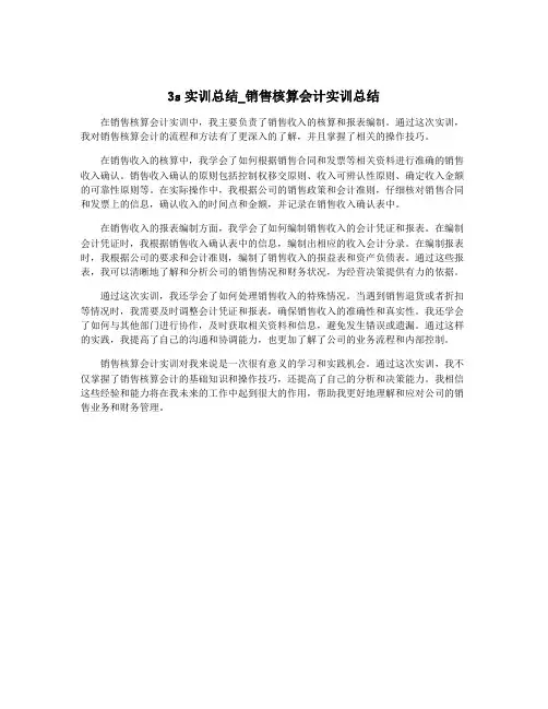 3s实训总结_销售核算会计实训总结
