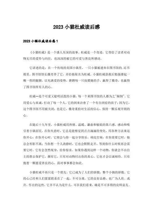 2023小猫杜威读后感