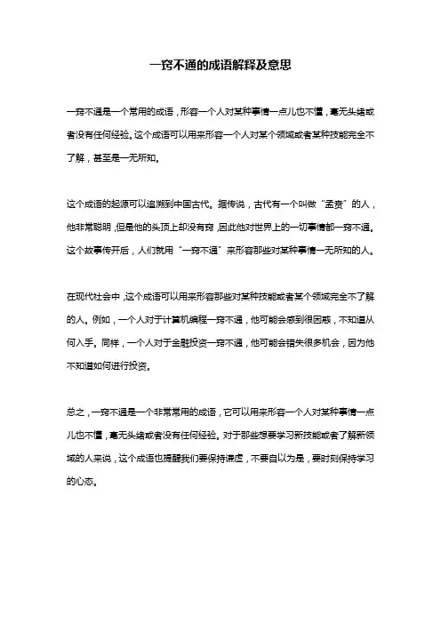 一窍不通的成语解释及意思