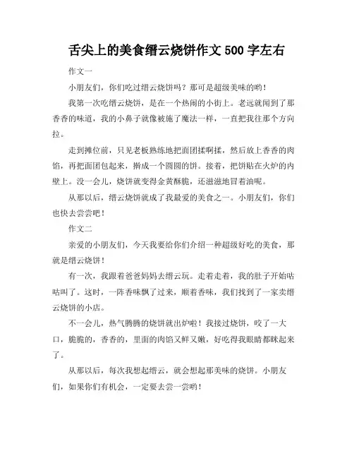 舌尖上的美食缙云烧饼作文500字左右