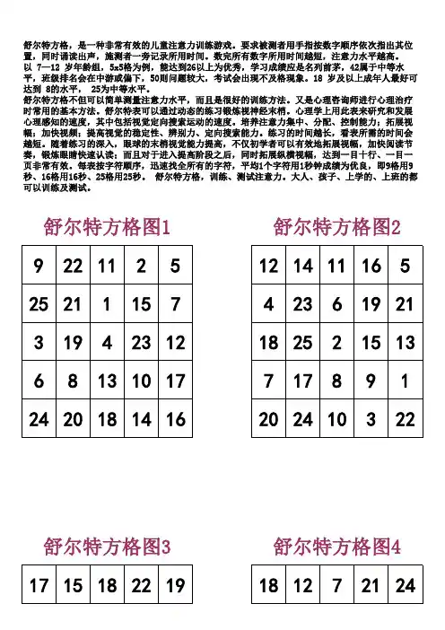 舒尔特方格图_含说明