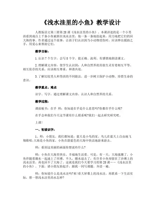 《浅水洼里的小鱼》教学设计