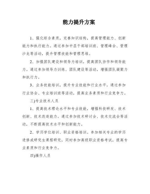 能力提升方案