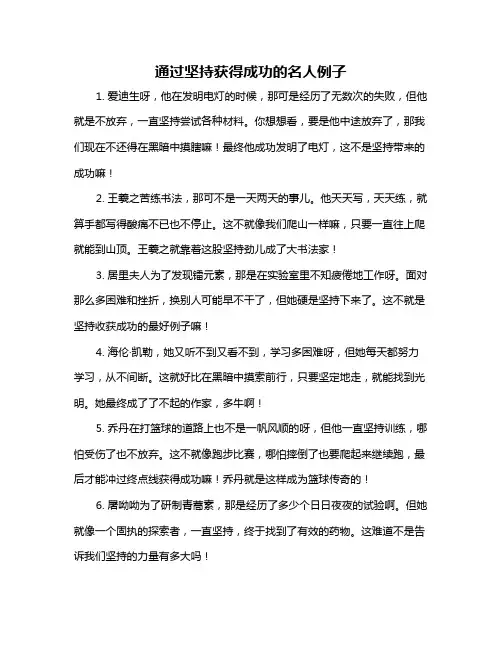 通过坚持获得成功的名人例子