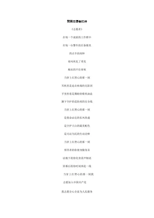 赞美志愿者的诗