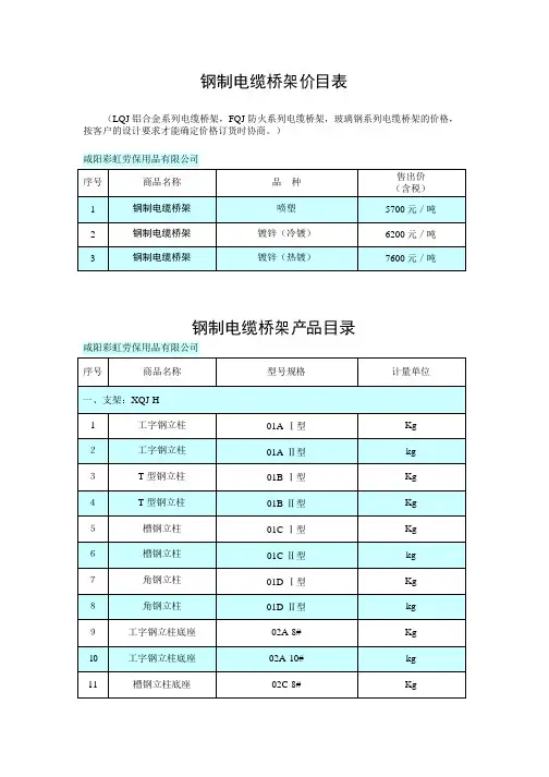 钢制电缆桥架价目表