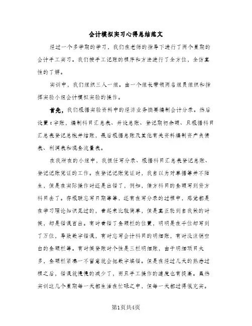 会计模拟实习心得总结范文（2篇）
