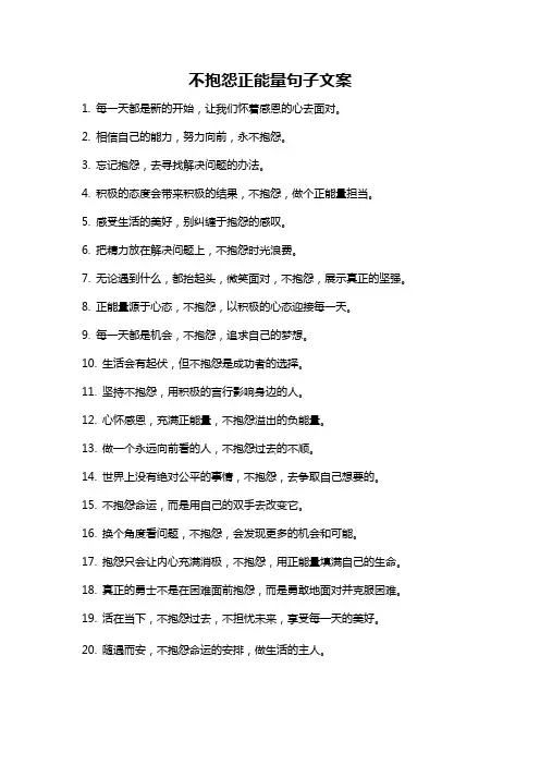 不抱怨正能量句子文案