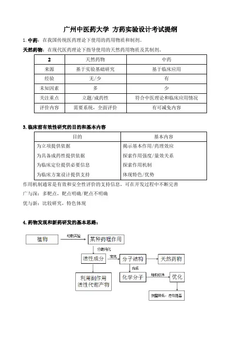 方药实验设计学习提纲