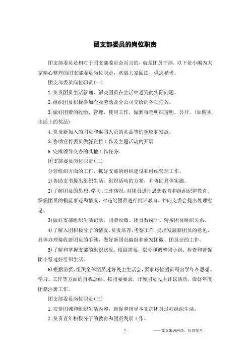 团支部委员的岗位职责