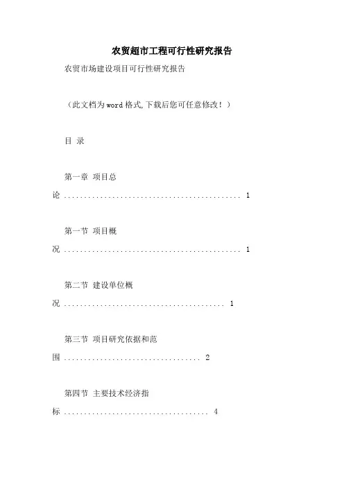 农贸超市工程可行性研究报告