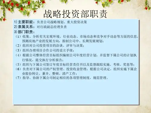 战略投资部的工作职责(ppt 1页)