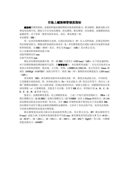 市场上螺旋钢管硬度指标