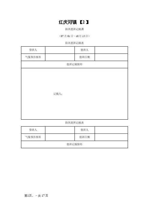 防汛值班记录表