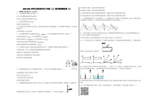 2020-2021学年江苏省苏州市八年级(上)期末物理模拟卷(1)含解析