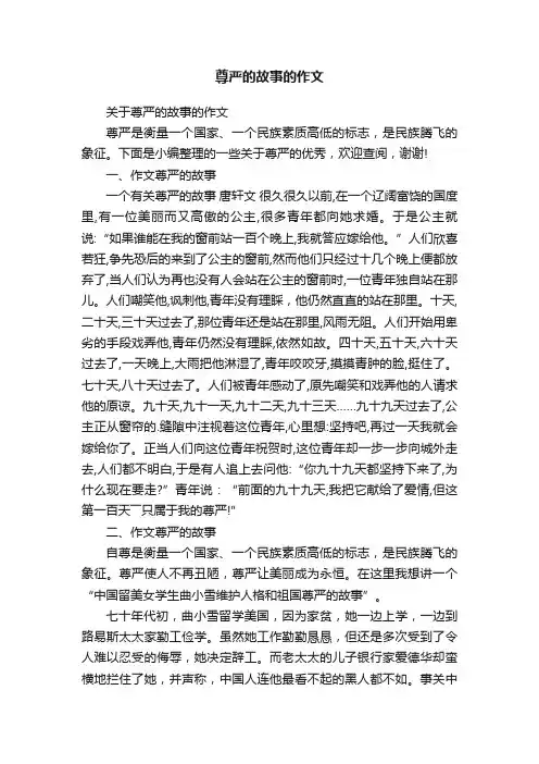 关于尊严的故事的作文