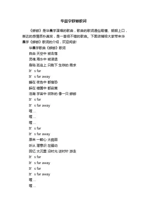 华晨宇蜉蝣歌词
