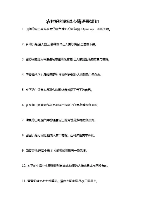 农村好的说说心情语录短句