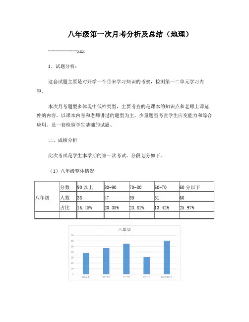 八年级第一次月考分析及总结(地理)