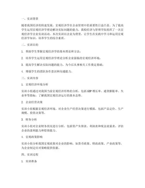 宏观经济学企业实训报告