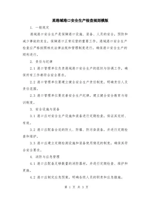 某港域港口安全生产检查规则模版