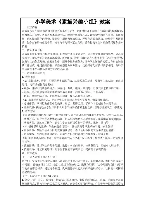 小学美术《素描兴趣小组》教案