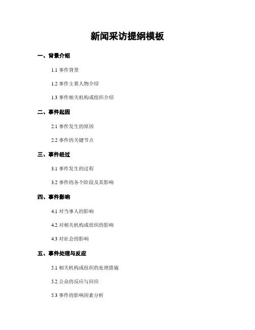 新闻采访提纲模板