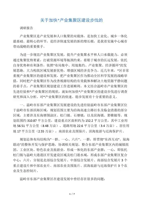 产业集聚区调研报告