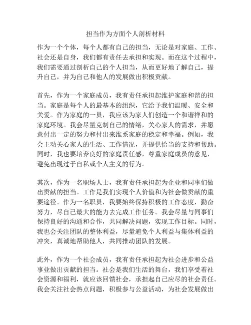 担当作为方面个人剖析材料