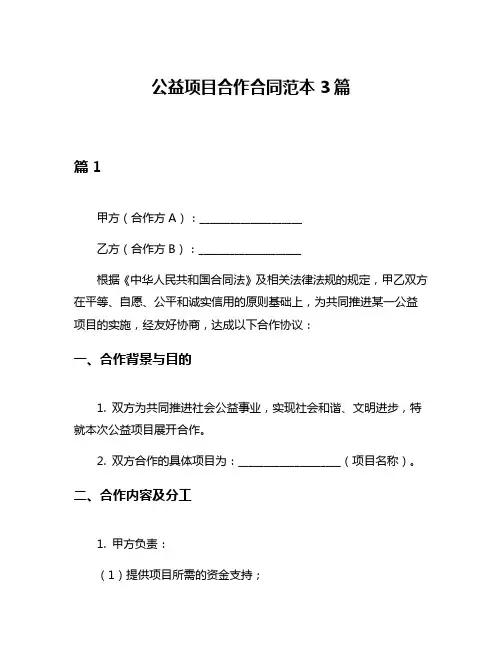 公益项目合作合同范本3篇