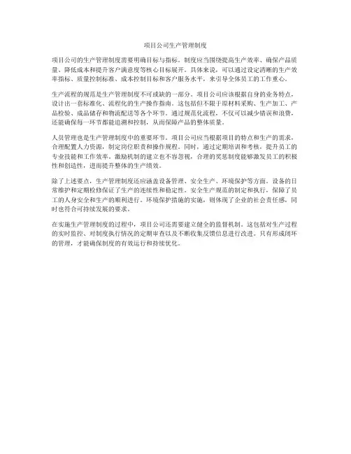 项目公司生产管理制度