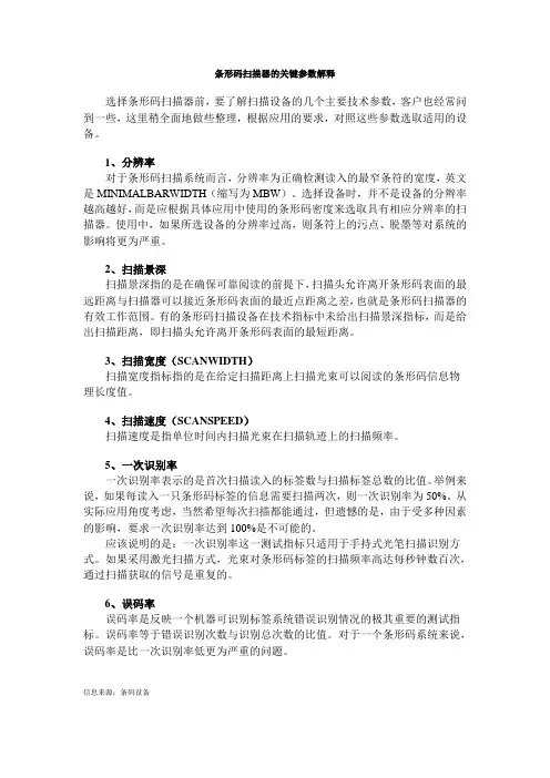 条形码扫描器的关键参数解释