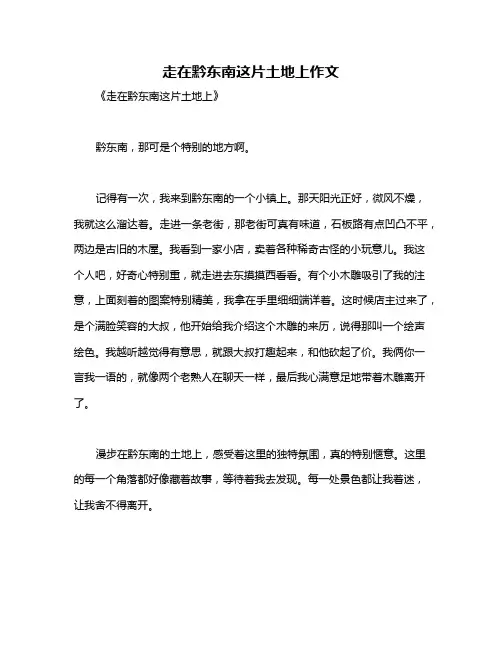 走在黔东南这片土地上作文